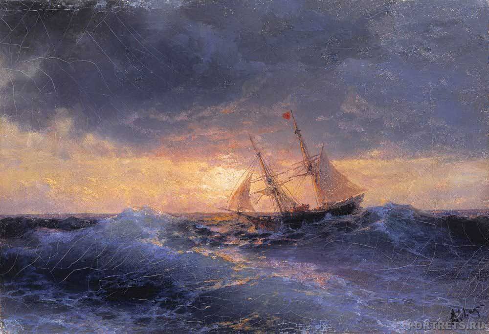Картина Айвазовского. Море. Закат. 1896
