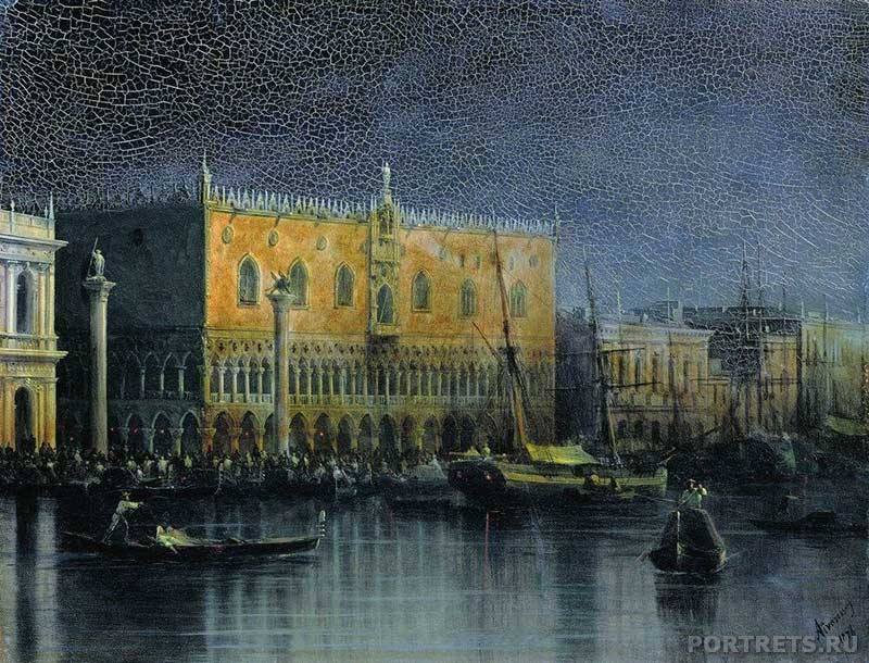 Айвазовский. Дворец Дожей в Венеции при луне. 1878