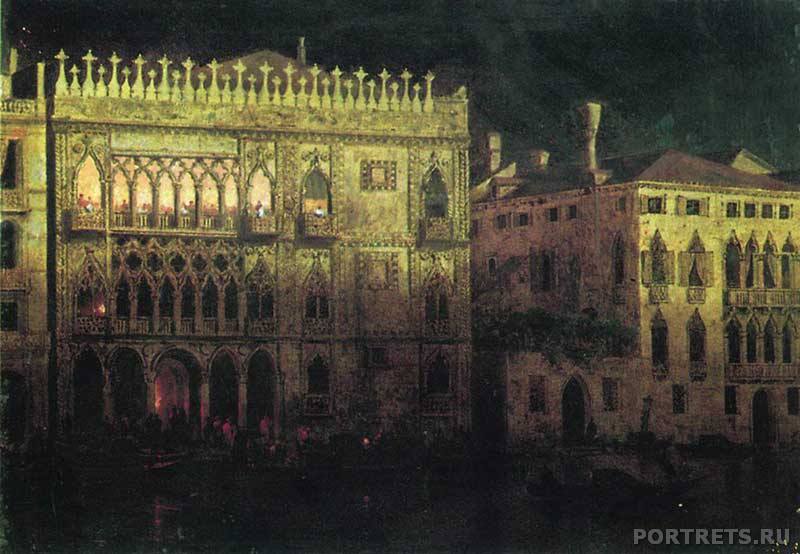 Картины на заказ. Дворец Ка д'оро в Венеции при луне. 1878