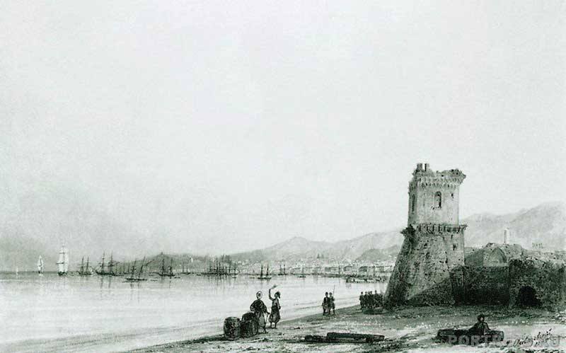 Айвазовский. Генуэзская башня. 1845