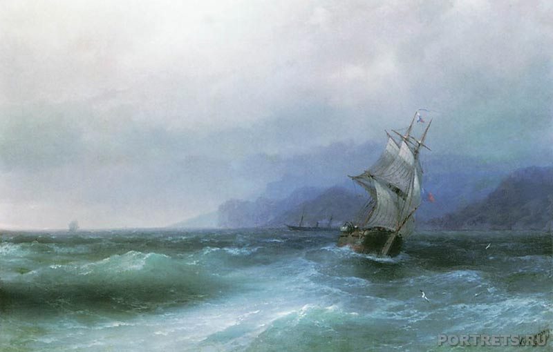 Картины на заказ. Море с кораблем. 1884