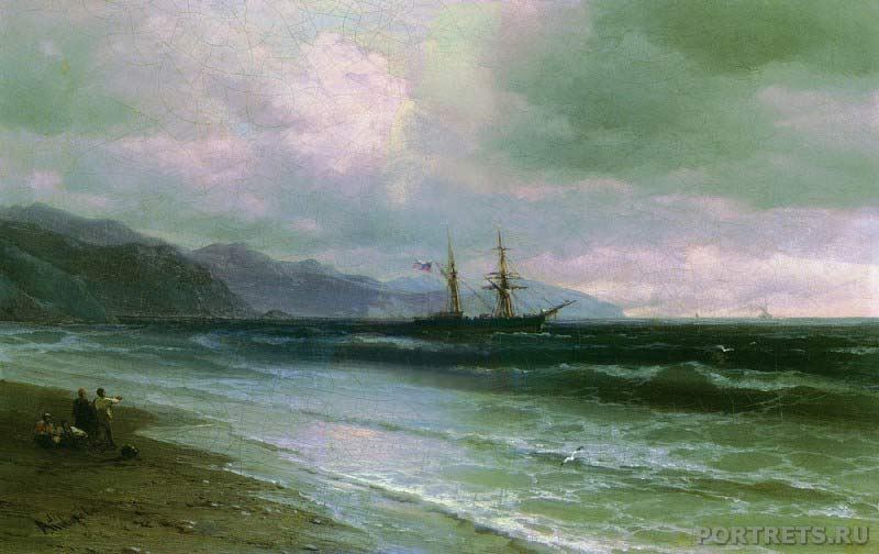Айвазовский. Пейзаж со шхуной. 1870-1880-е годы