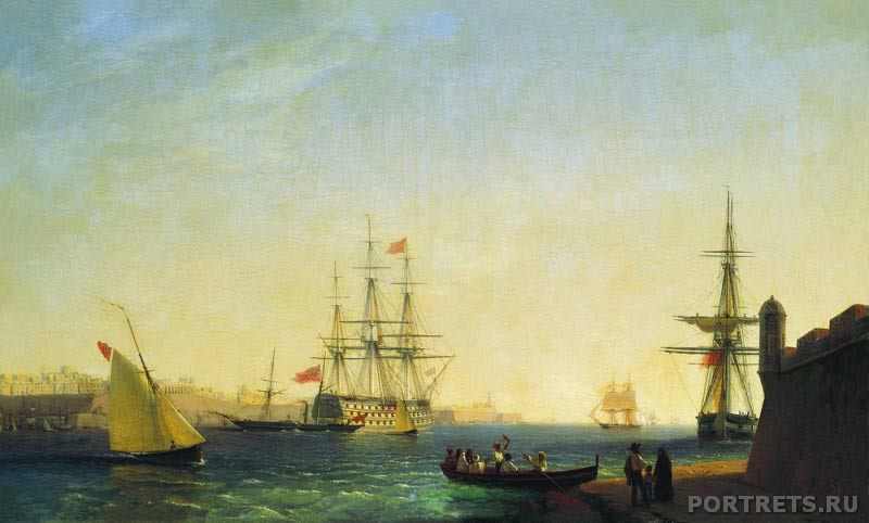 Картины на заказ. Порт ла Валетта на острове Мальта 1844