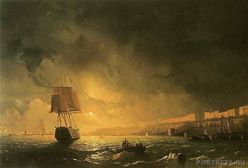Айвазовский. Вид Одессы в лунную ночь. 1846