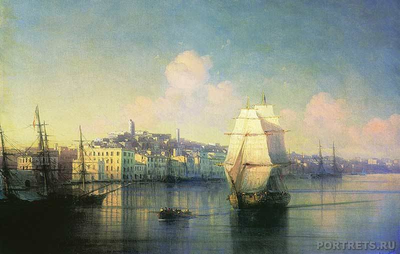 Картины на заказ. вид приморского города 1877