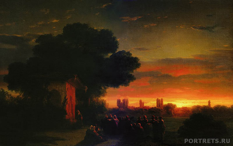 Айвазовский. Вид в Крыму при закате солнца. 1862