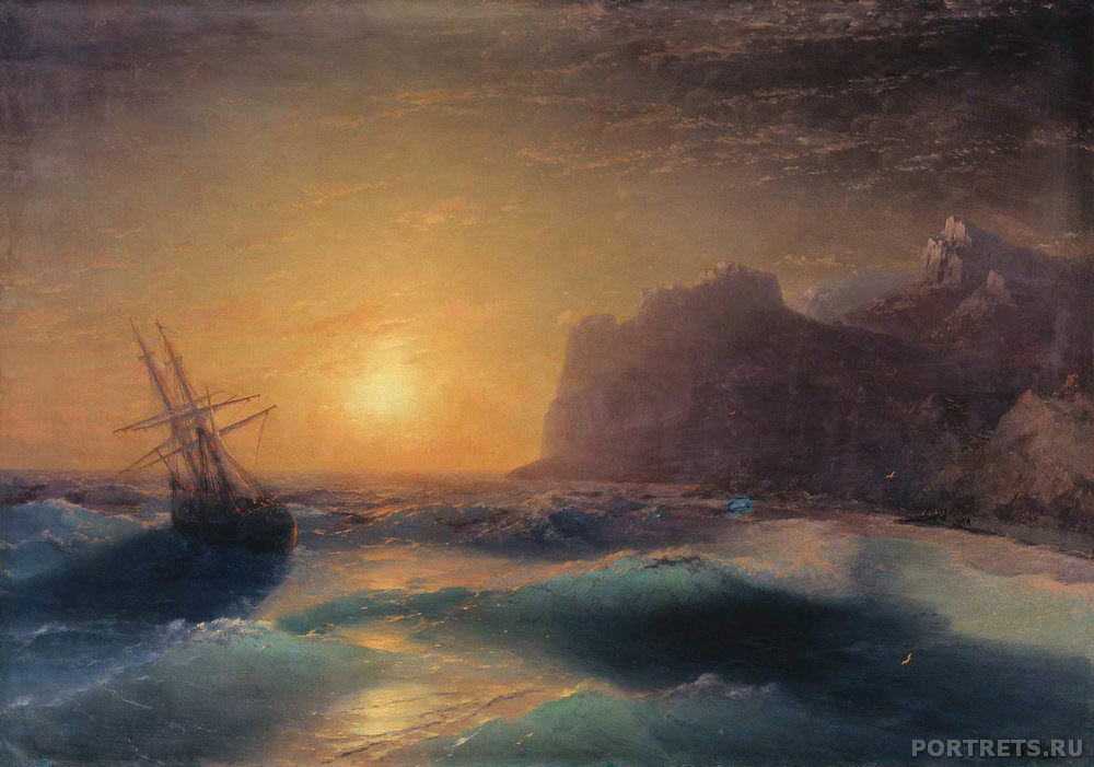 Картина Айвазовского. Морской пейзаж. Коктебель. 1889