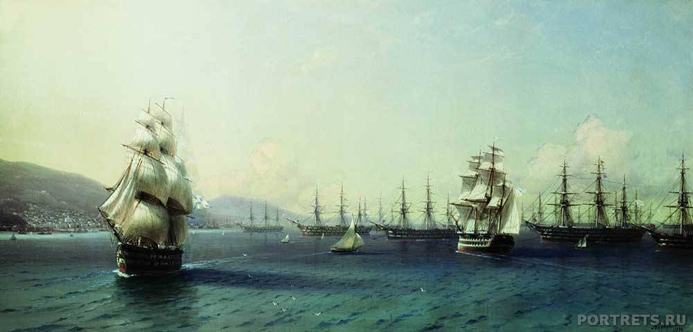 Картины на заказ. Черноморский флот в Феодосии. 1890