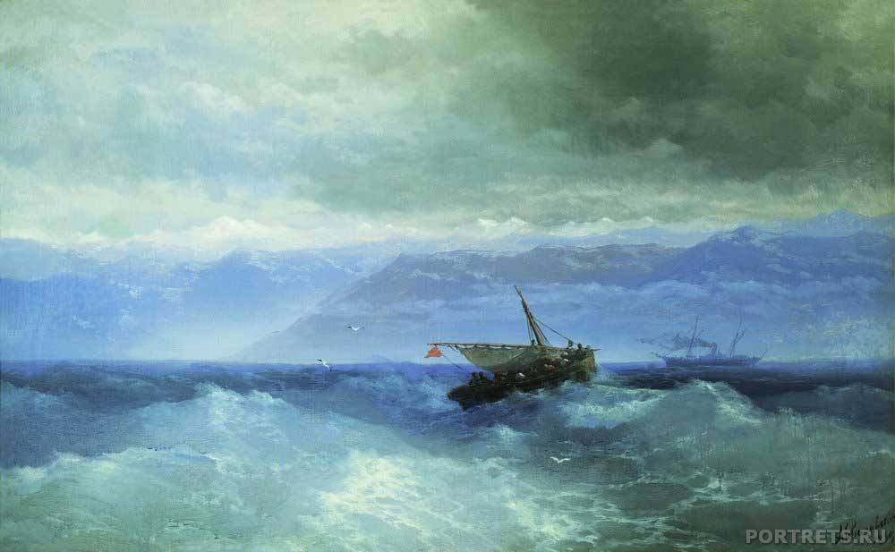 Айвазовский. Кавказские горы с моря. 1899