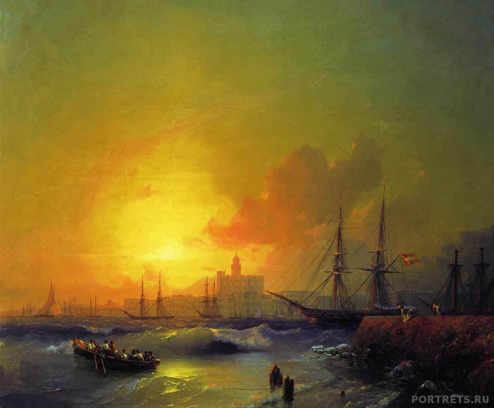 Картины на заказ. Айвазовский. Малага. Морской пейзаж. 1854