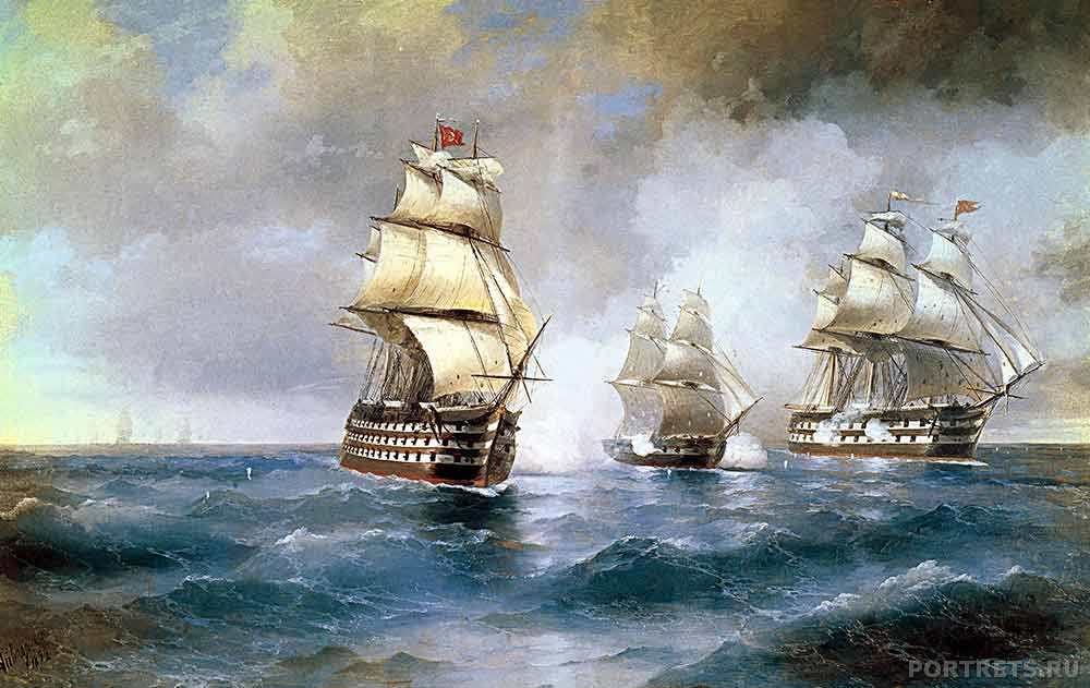 Большие картины на стену. Бриг «Меркурий», атакованный двумя турецкими кораблями