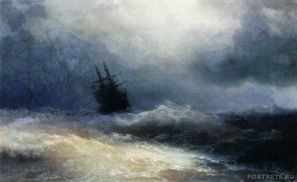 Айвазовский. Стамбул Корабль в бурю. 1887