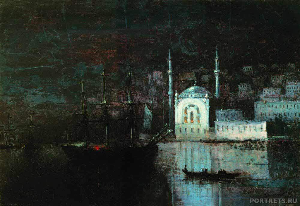 Айвазовский. Ночной константинополь. 1886