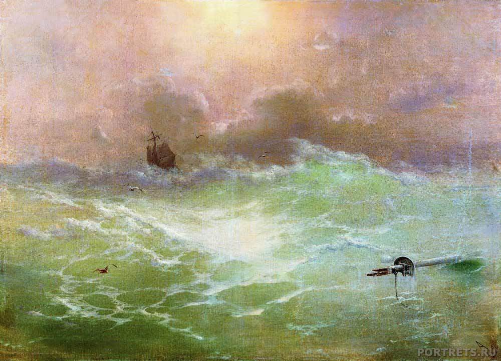 Айвазовский. Корабль в бурю. 1896