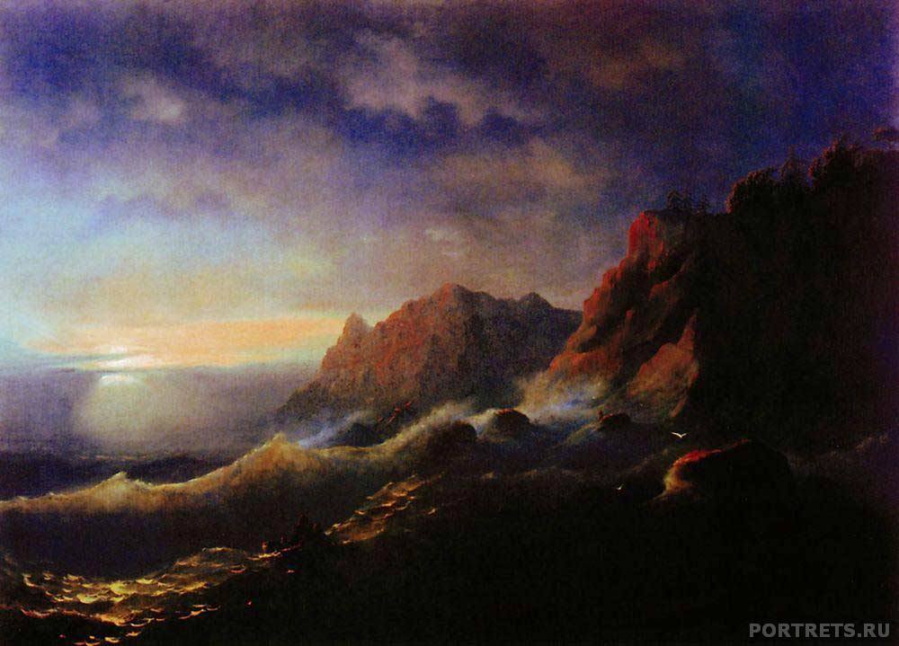 Айвазовский «Буря. Закат» 1856