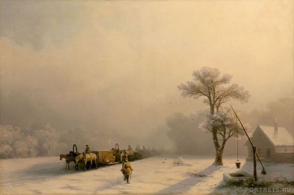 Айвазовский. Зимний обоз в пути. 1857