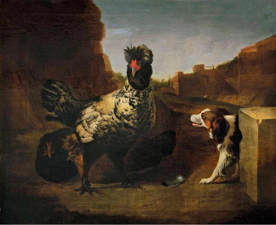«Петух с курицей и собакой» картина