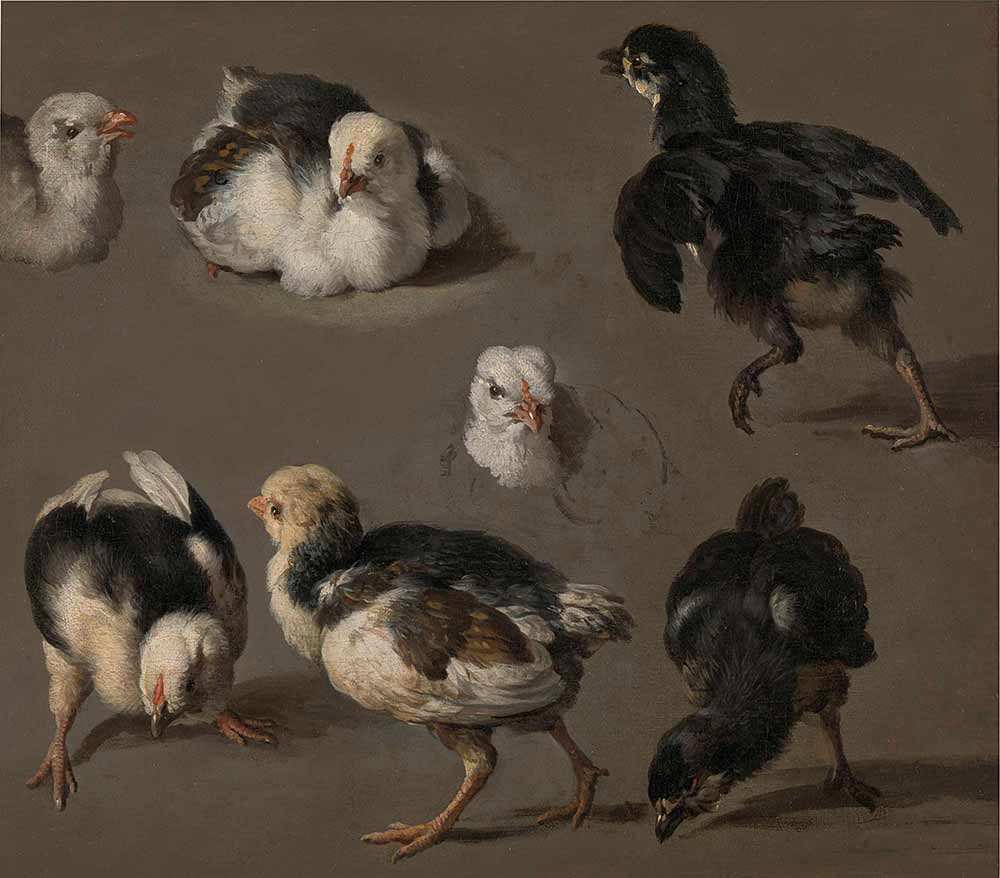 Семь цыплят, картина художника