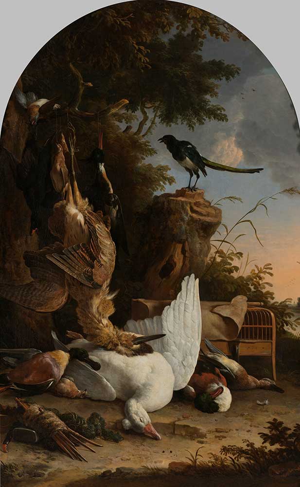 Рейксмюсеум в Амстердаме. Картины: Сумка охотника возле пня с сорокой, известная как «Созерцательная сорока»