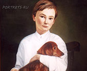 Портрет ребенка с собакой 60х80см. холст, масло. 2005г.