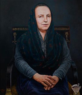 Поколенный портрет женщины в платке 