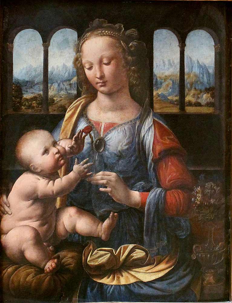 Женские портреты в живописи. Леонардо да Винчи. Мадонна с гвоздикой