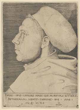 Графический портрет. Лютер в образе монаха-августинца с шапкой