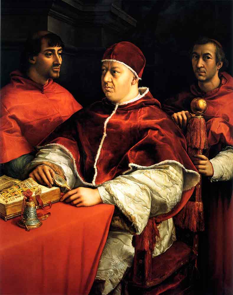 Галерея Уффици во Флоренции. Портрет Льва X с кардиналами Джулио Медичи и Луиджи Росси