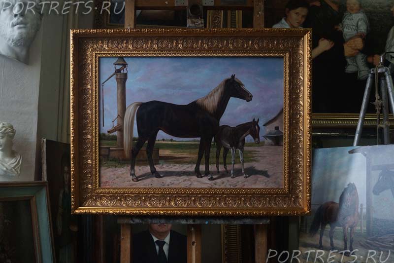 Венгерская деревенская лошадь с жеребенком
