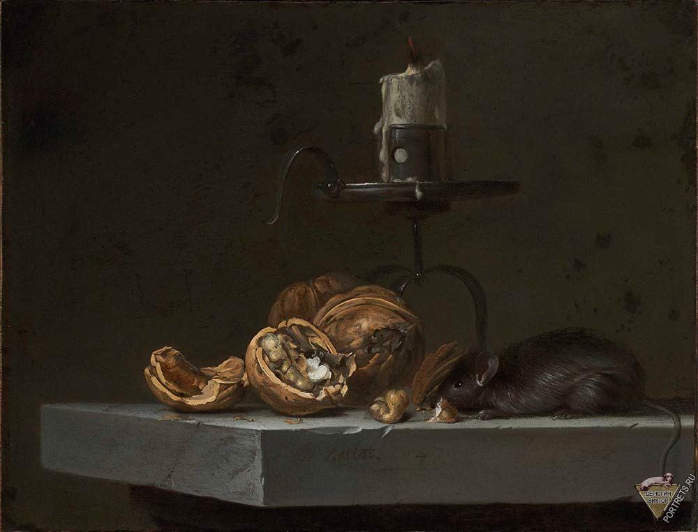 Картина на кухню. Натюрморт с мышью и канделябром. 1647