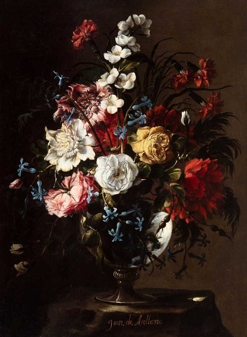 Арельяно, Хуан де. Стеклянная ваза с цветами