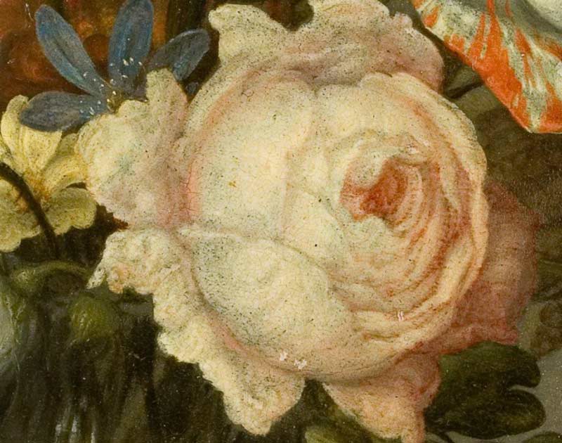 Цветы в стеклянной вазе с ракушками и насекомым. Фрагмент №2 Аст, Бальтазар ван дер