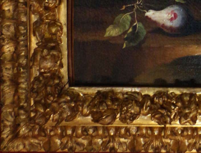 Натюрморт с гранатом, инжиром, рябиной, вишней и виноградом на каменной поверхности. Фрагмент №3 Беренц Кристиан