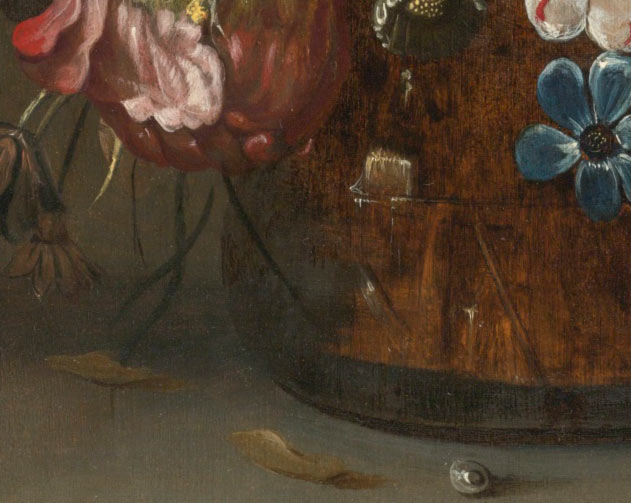 Тюльпаны и другие цветы в стеклянной вазе. Фрагмент №2 Болонье, Ганс Гиллис