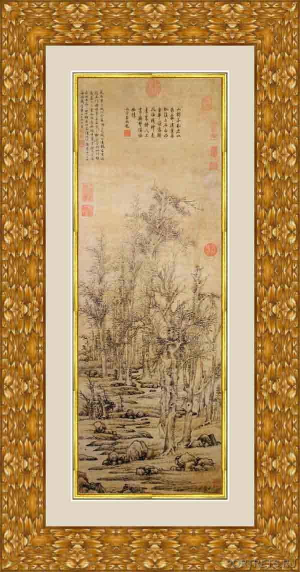 «Зимние деревья в честь Ли Чэна» в раме. Чженмин, Вэнь 