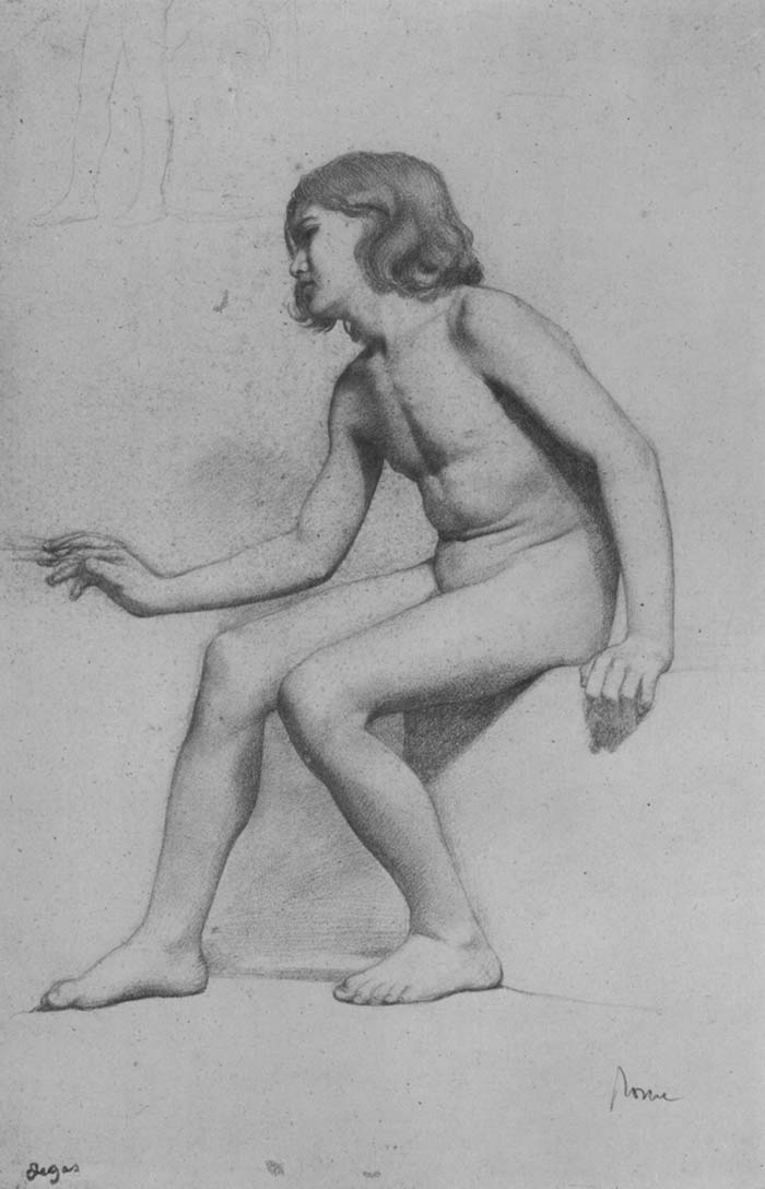 Картины «Ню» Дега Эдгар. Сидящий обнажённый мальчик