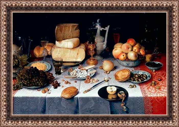 Накрытый стол с сыром и фруктами. Дейк Флорис ван