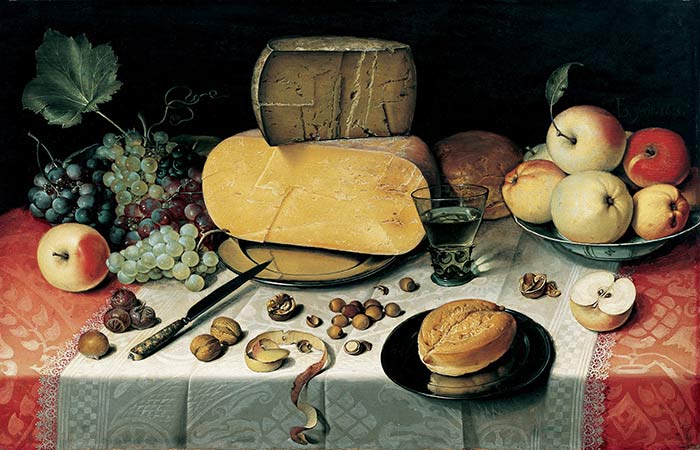 «Натюрморт с фруктами, орехами и сыром» Дейк Флорис ван