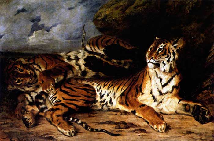 Лувр. Картины с названиями. Эжен Делакруа. Картина с тиграми
