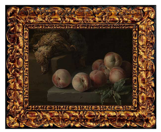 Натюрморт с персиками и куропаткой. Депорт Франсуа