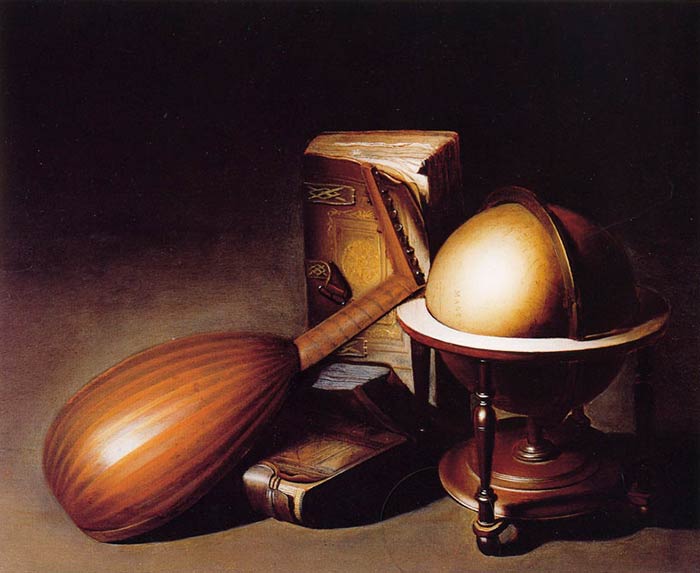 Натюрморт с глобусом, книгами и лютней. Доу Герард