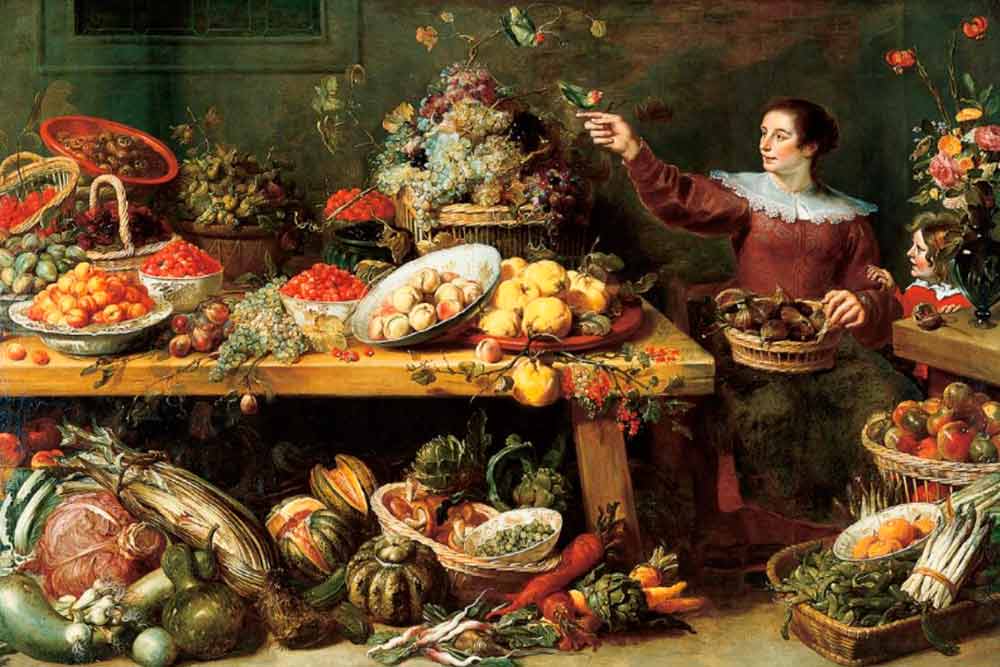Натюрморт с фруктами и овощами
