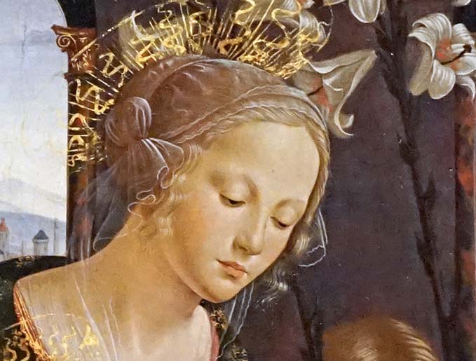 Мадонна с младенцем, Иоанном Крестителем и тремя ангелами. Гирландайо Доменико