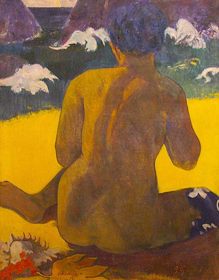 Картины «Ню» Эжен Анри Поль Гоген. Женщина на пляже