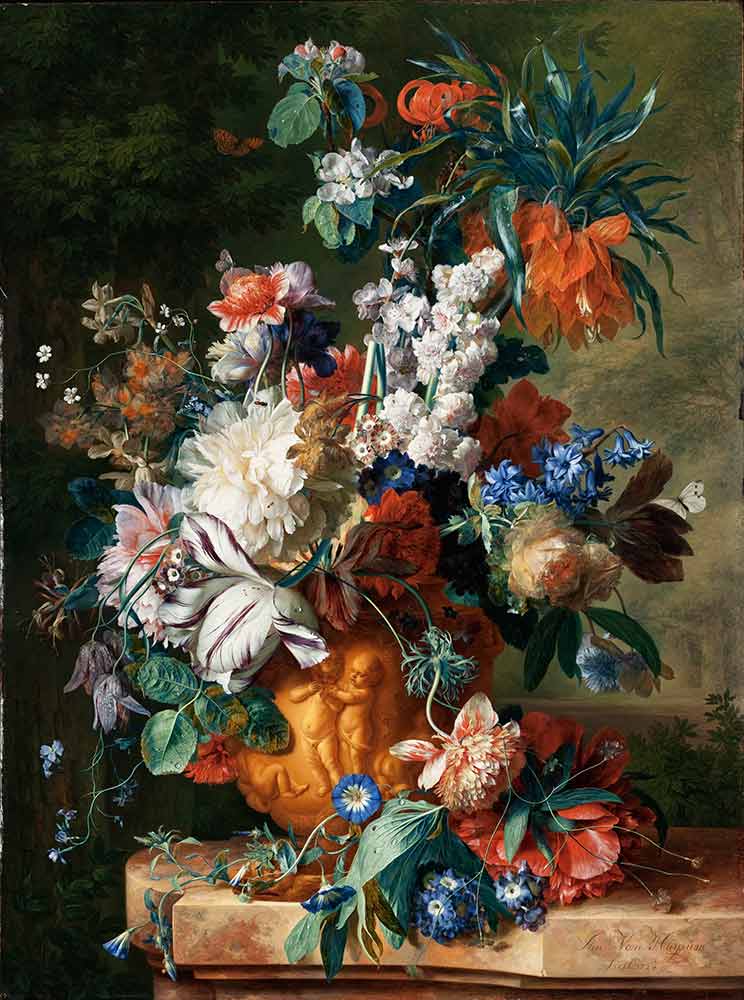 Натюрморты с цветами и фруктами. «Цветы в терракотовой вазе»