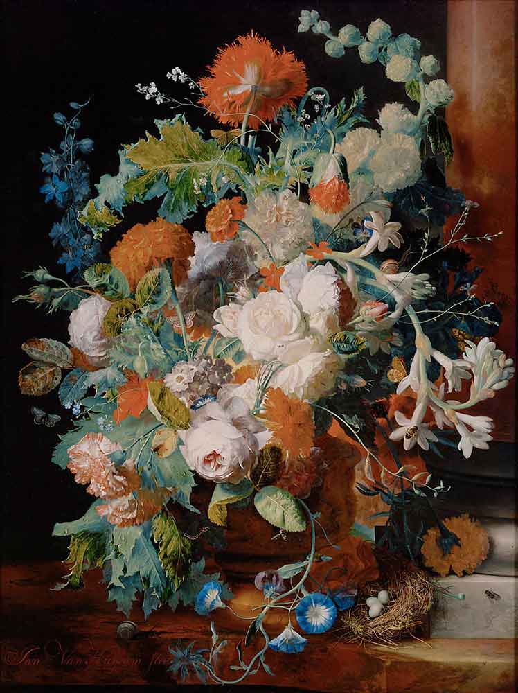 Хейсум Ян ван картины. Цветочный натюрморт у пьедестала