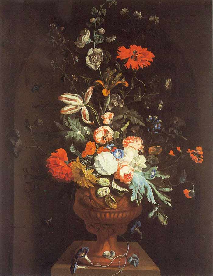 Картины на заказ на холсте. Хейсум Ян ван картины. Цветок в садовой вазе на пьедестале в нише