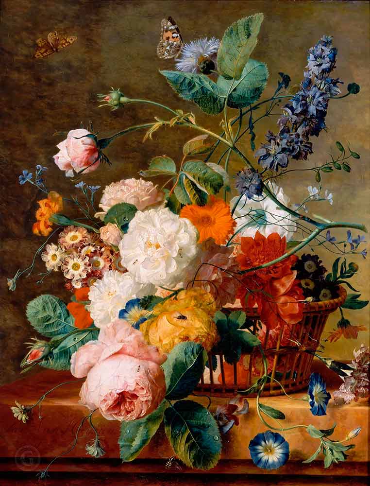 Картины на заказ на холсте. Хейсум Ян ван картины. Корзина цветов с бабочками