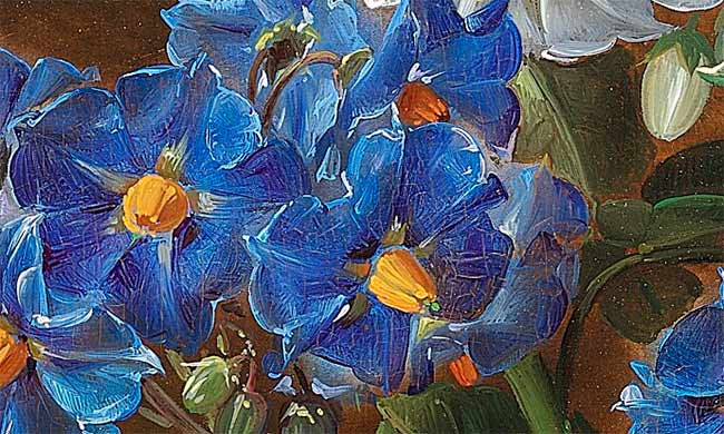 Белые и синие цветы (фрагмент картины). Йенсен Йохан Лауренс
