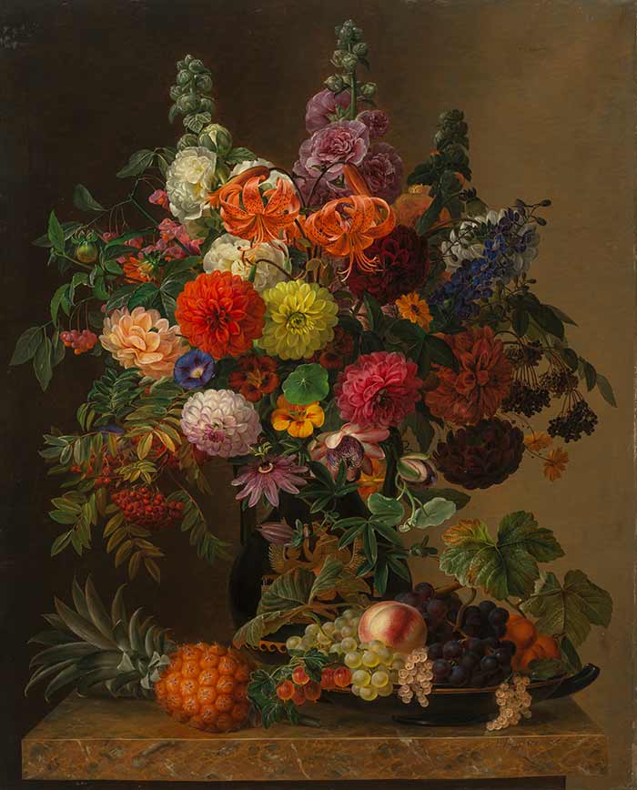 Цветы и фрукты» Йенсен Йохан Лауренс, картина 1836 г.
